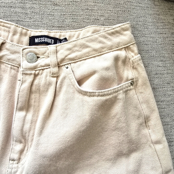 Missguided High-Waisted, Peach Ecru Tapered Baggy Denim Jeans Sz 10 UK 26" Waist - Picture 10 of 10